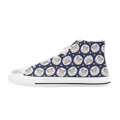 Sheep Print Design LKS402 Men's High Top Canvas Shoes