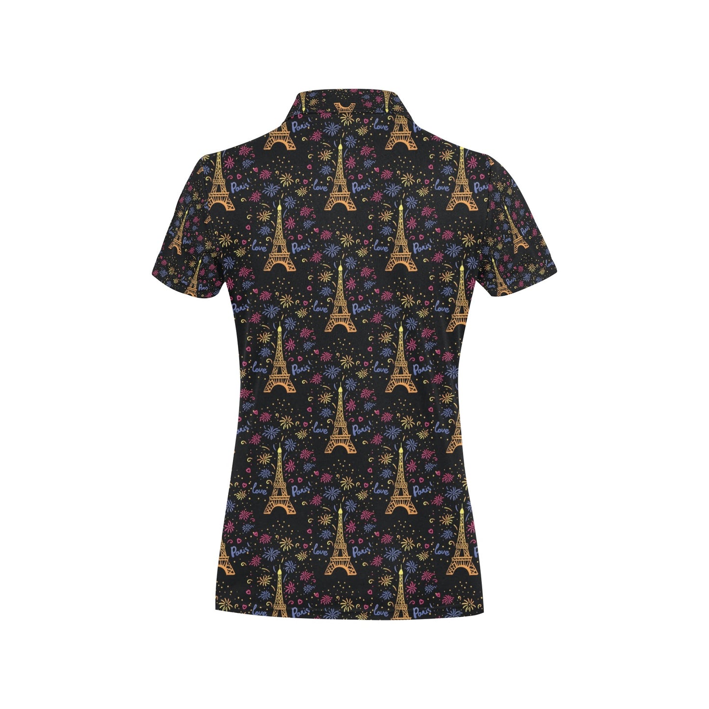 Eiffel Tower Love Paris Print Women's Polo Shirt