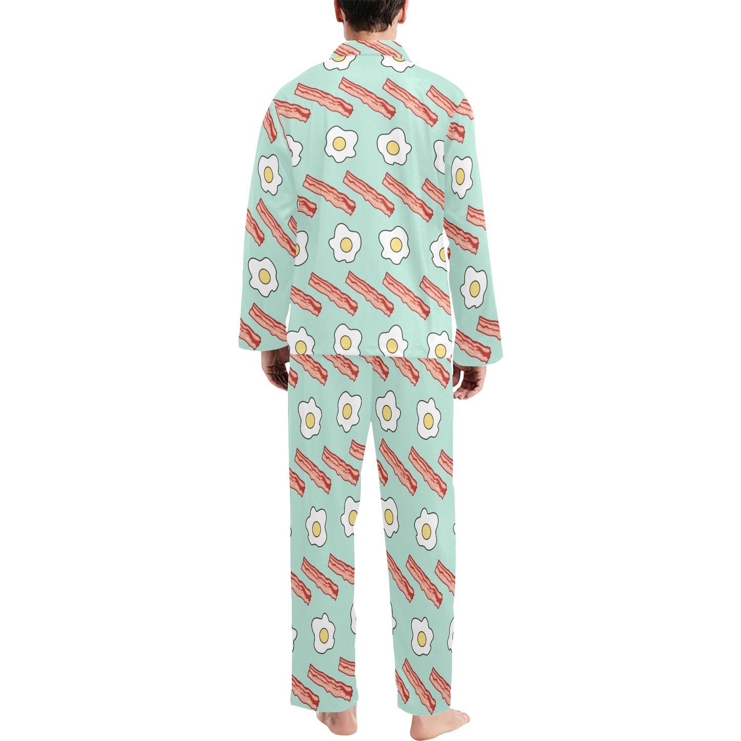 Bacon Sausage Pattern Print Design 01 Men's Long Pajama Set