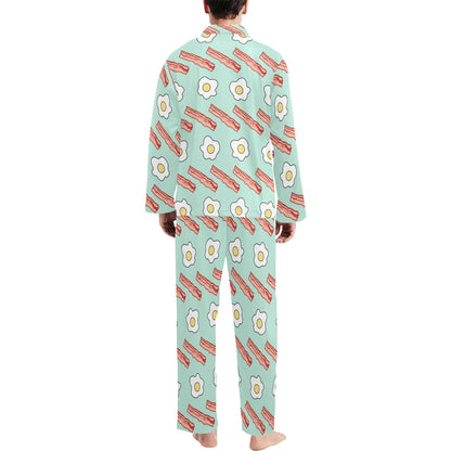 Bacon Sausage Pattern Print Design 01 Men's Long Pajama Set