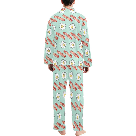 Bacon Sausage Pattern Print Design 01 Men's Long Pajama Set