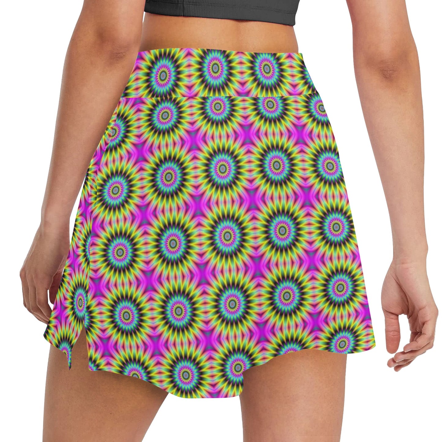 Optical illusion Flower Rainbow Style 17" Golf & Pickleball Skort with Pockets