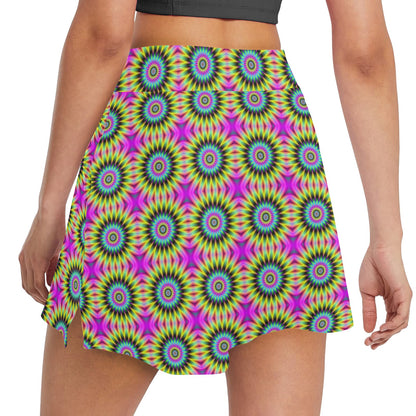 Optical illusion Flower Rainbow Style 17" Golf & Pickleball Skort with Pockets