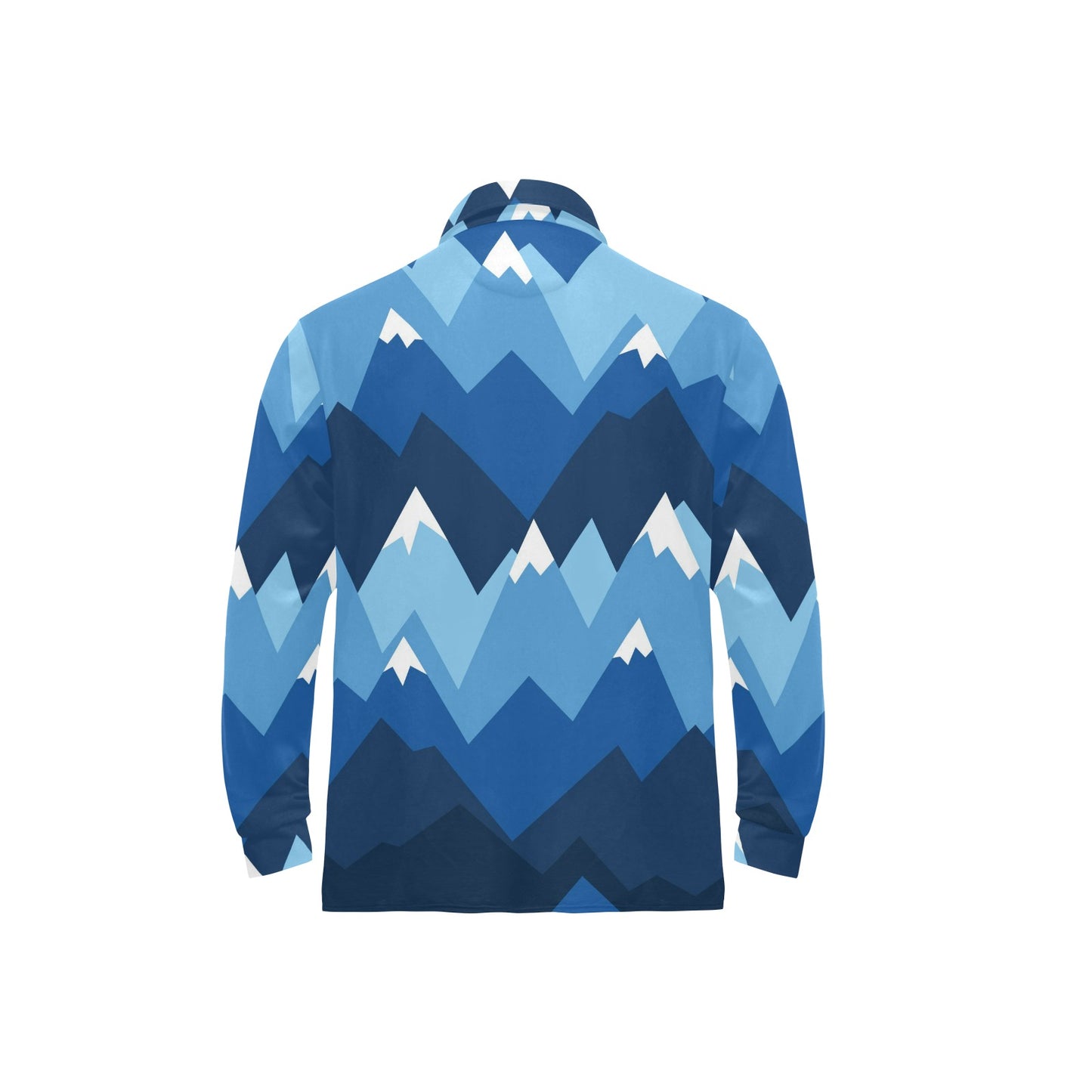 Mountain Pattern Print Design 04 Long Sleeve Polo Shirt For Men's