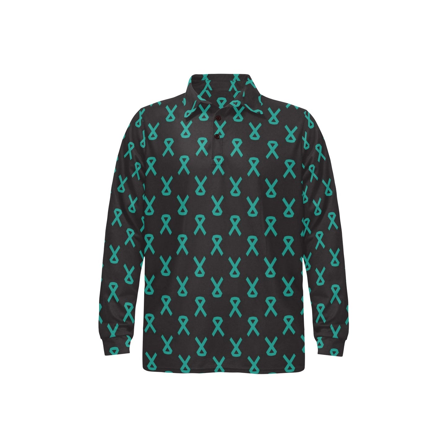 Ovarian cancer Pattern Print Design A01 Long Sleeve Polo Shirt For Men's