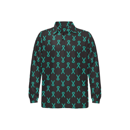 Ovarian cancer Pattern Print Design A01 Long Sleeve Polo Shirt For Men's