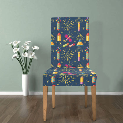 Firework Sparkling Rockets Print Design LKS306 Dining Chair Slipcover