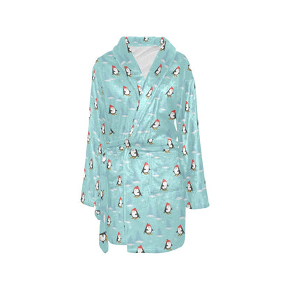 Ski Penguin Print Design LKS304 Women's Fleece Robe