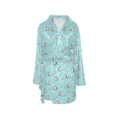 Ski Penguin Print Design LKS304 Women's Fleece Robe