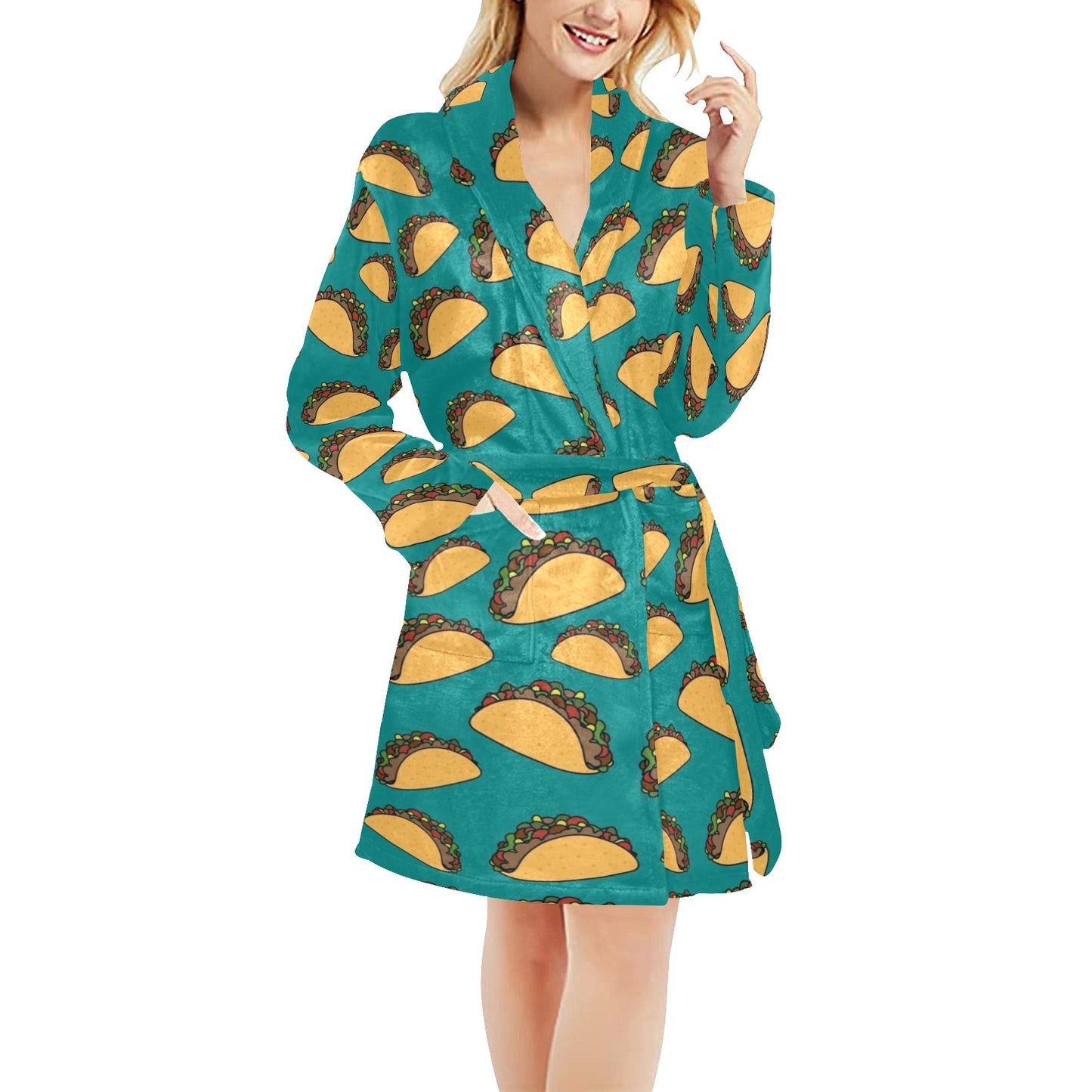 Taco Pattern Print Design TC07 Women's Fleece Robe