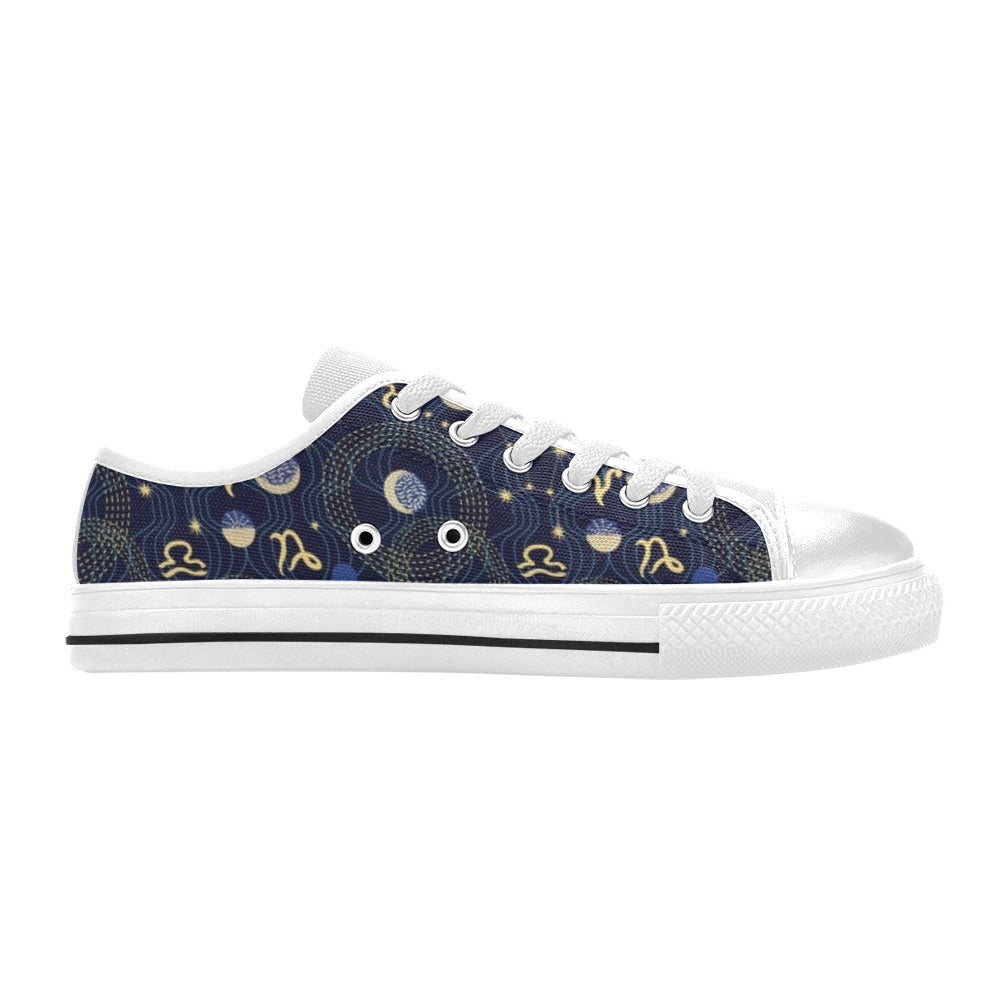 Zodiac Print Design LKS302 Women's White Low Top Shoes