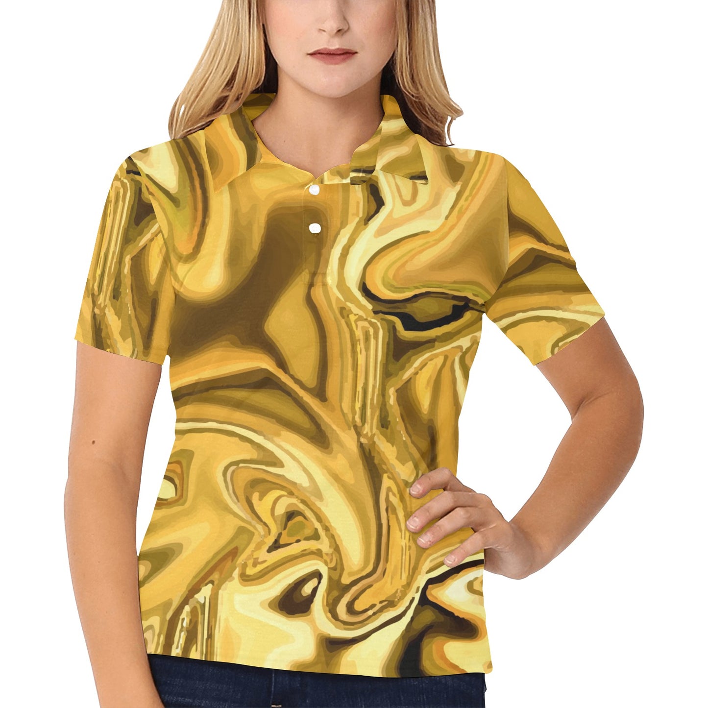 Liquid Pattern Print Design 03 Women's Polo Shirt