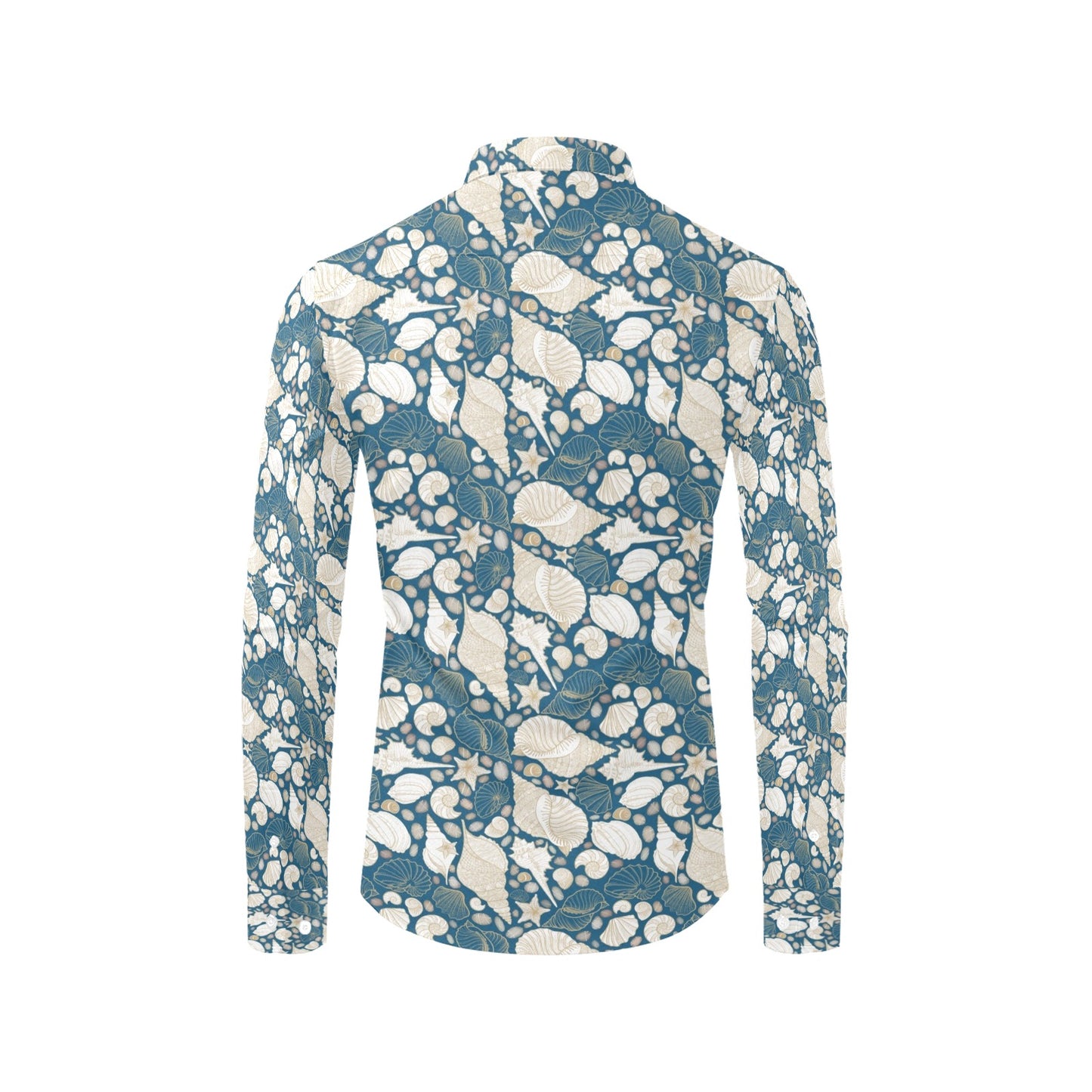 Seashell Print Design LKS308 Men's Long Sleeve Dress Shirt