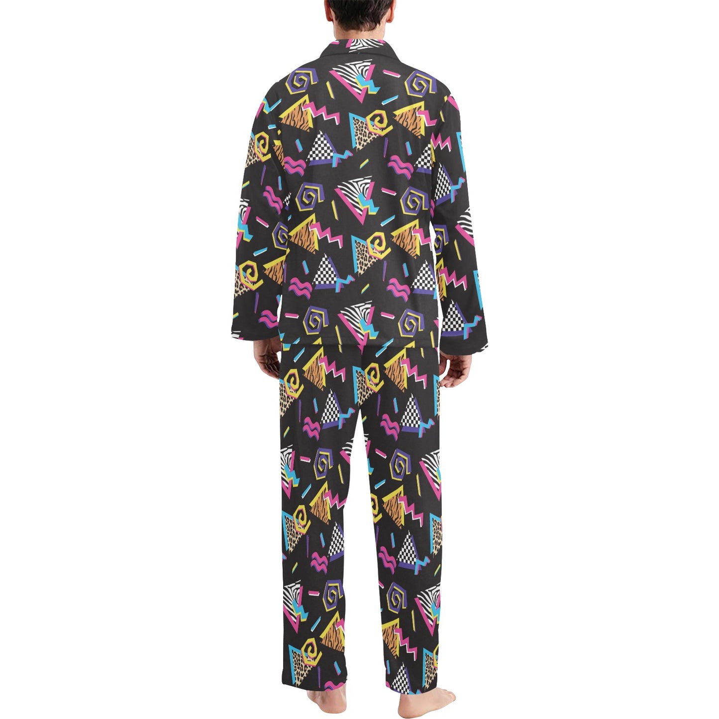 80s Pattern Print Design 3 Men's Long Pajama Set