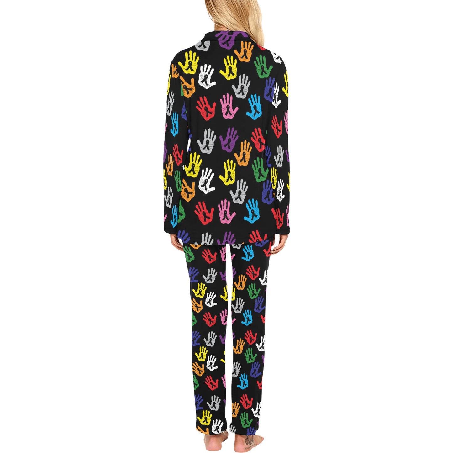 Cancer Awareness Pattern Print Design 04 Women's Long Pajama Set