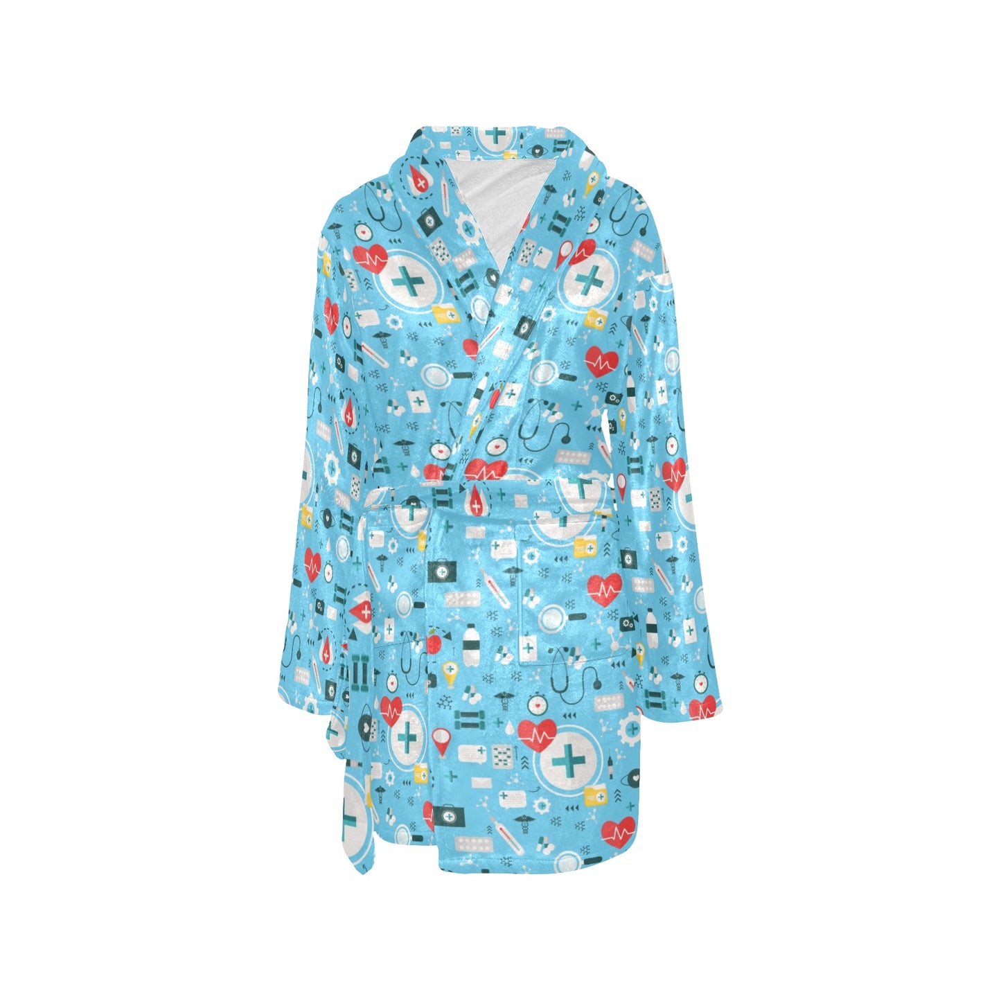 Medical Pattern Print Design 06 Women's Fleece Robe