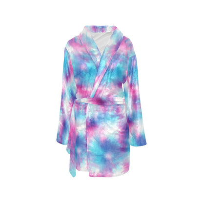 Tie Dye Blue Pink Women's Fleece Robe