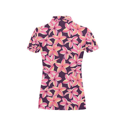 Purple Plumeria Pattern Print Design PM010 Women's Polo Shirt