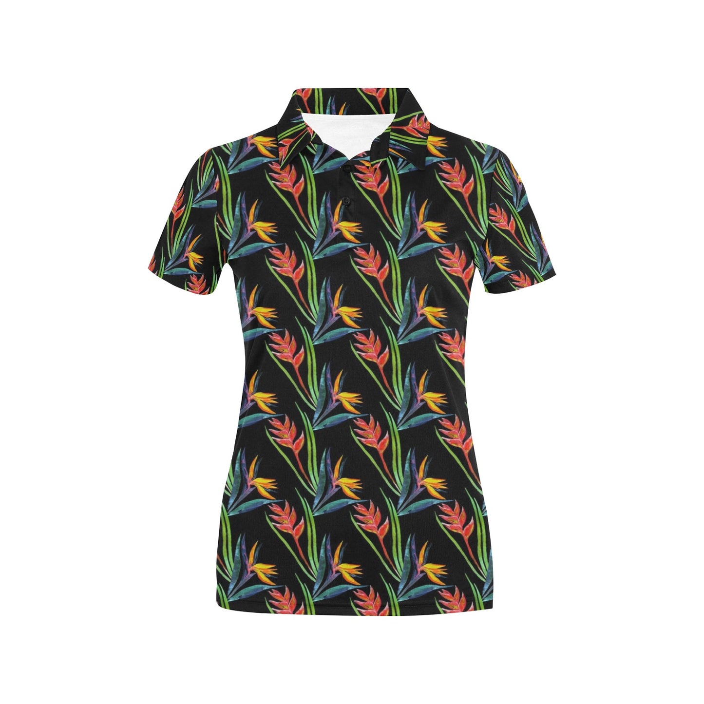 Heliconia Pattern Print Design HL04 Women's Polo Shirt