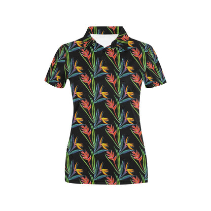 Heliconia Pattern Print Design HL04 Women's Polo Shirt