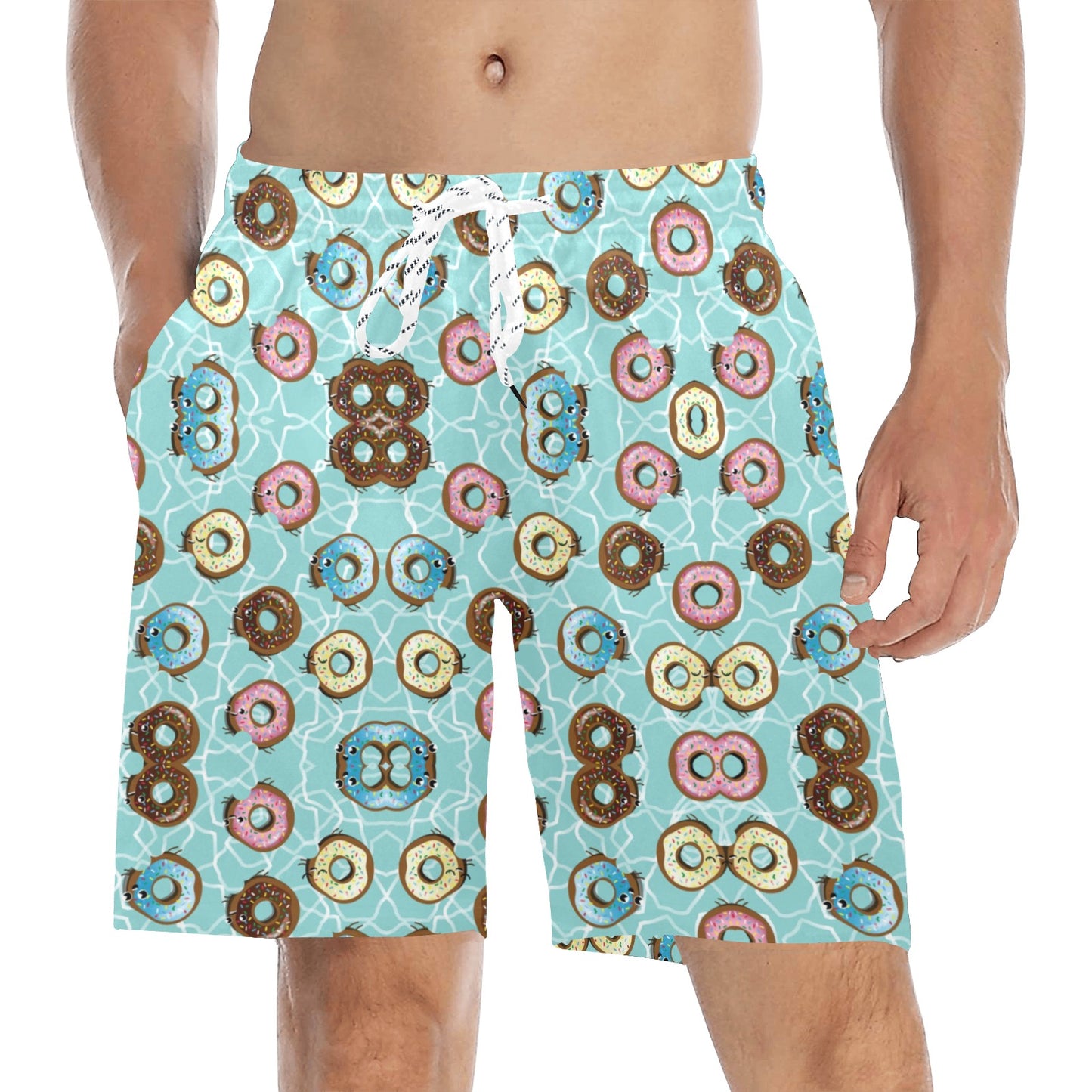 Emoji Donut Print Pattern Men's Swim Trunks Beach Shorts