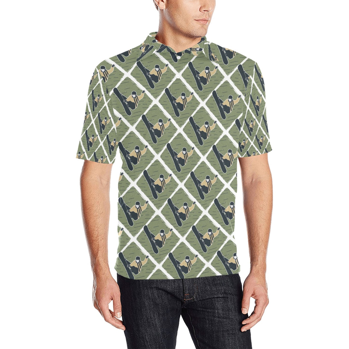 Snowboard Man Print Design LKS302 Men Polo Shirt