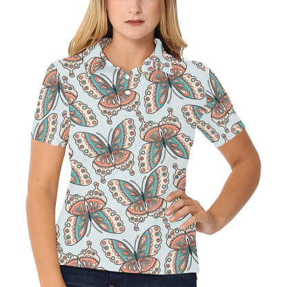 Butterfly Pattern Women's Polo Shirt