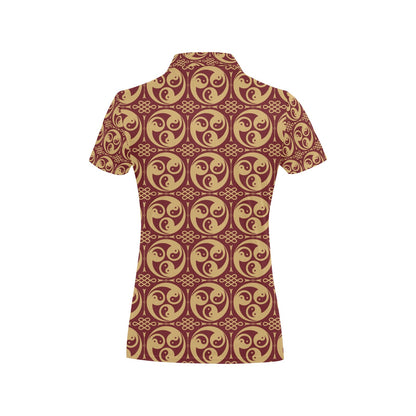 Yin Yang Style Pattern Design Print Women's Polo Shirt