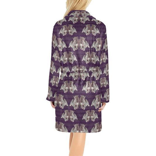 Leopard Pattern Print Design 01 Women's Fleece Robe