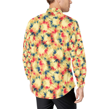 Tie Dye Print Design LKS302 Men's Long Sleeve Dress Shirt