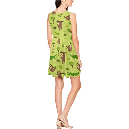 Alligator Pattern Print Design 04 Sleeveless Dress
