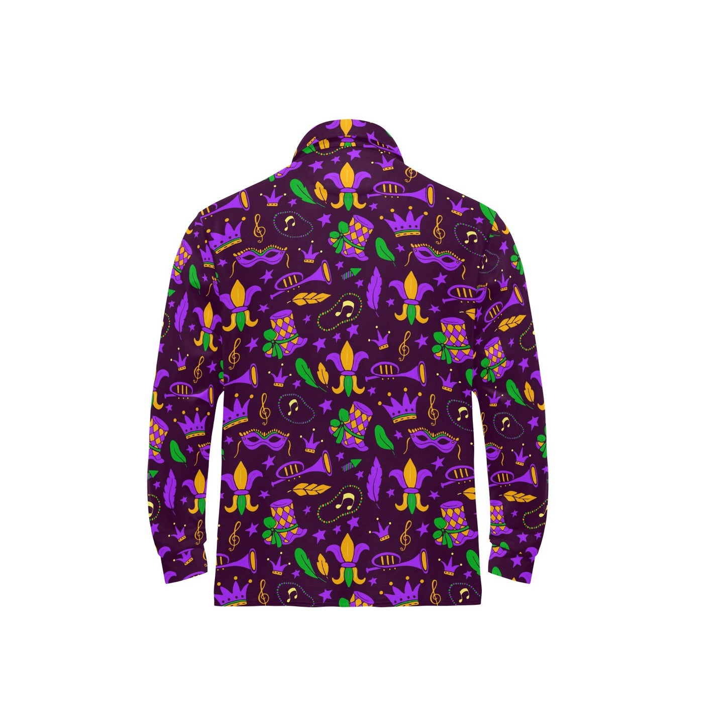 Mardi Gras Pattern Print Design 08 Long Sleeve Polo Shirt For Men's