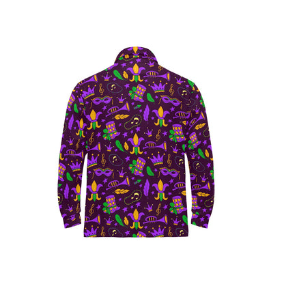 Mardi Gras Pattern Print Design 08 Long Sleeve Polo Shirt For Men's