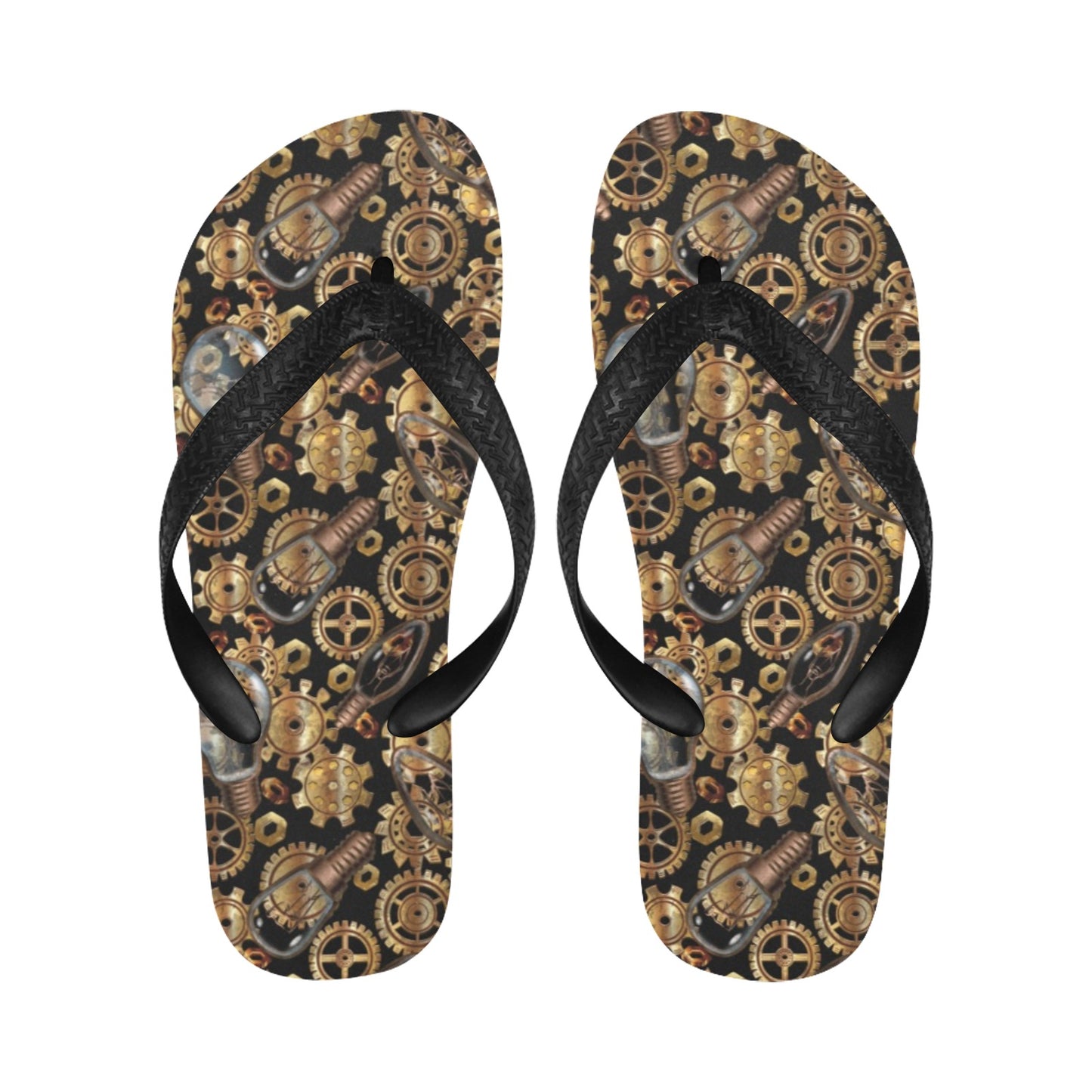 Steampunk Lightbulb Print Design LKS304 Flip Flops