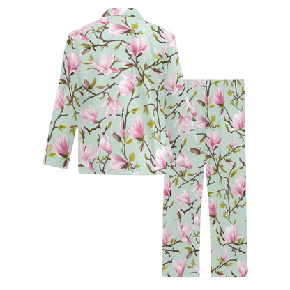 Magnolia Pattern Print Design MAG04 Men's Long Pajama Set