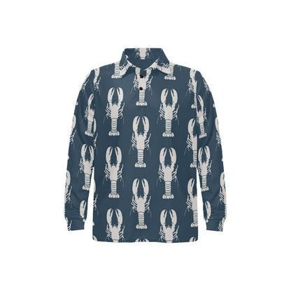 Lobster Pattern Print Design 02 Long Sleeve Polo Shirt For Men's