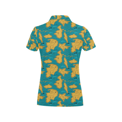 World Map Print Design LKS301 Women's Polo Shirt