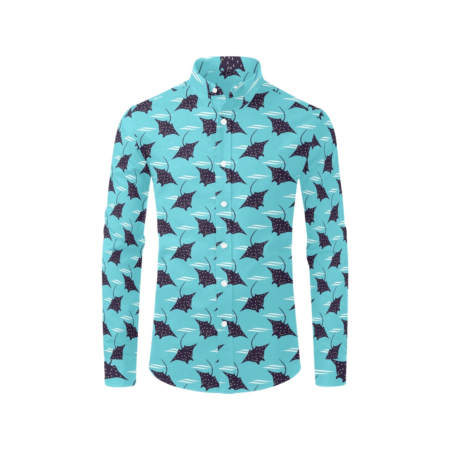 Manta Ray Print Design LKS403 Men's Long Sleeve Dress Shirt