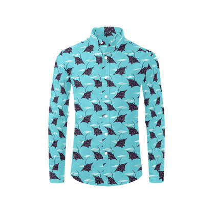 Manta Ray Print Design LKS403 Men's Long Sleeve Dress Shirt