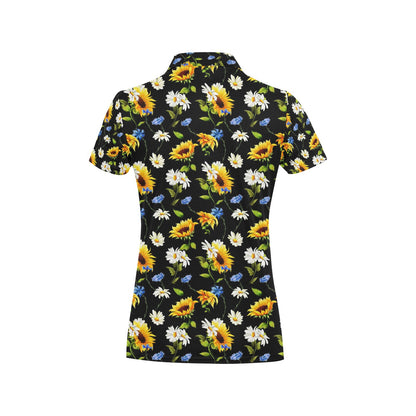 Sunflower Chamomile Bright Color Print Women's Polo Shirt