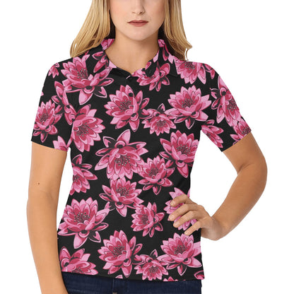 Lotus Pattern Print Design 03 Women's Polo Shirt