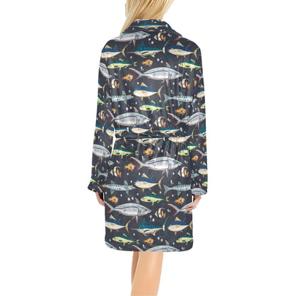 Swordfish Pattern Print Design 04 Women's Fleece Robe