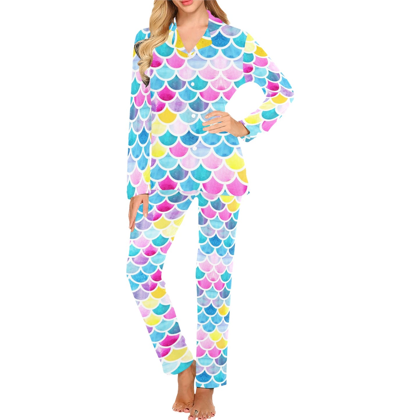 Scales Print Design LKS402 Women's Long Pajama Set