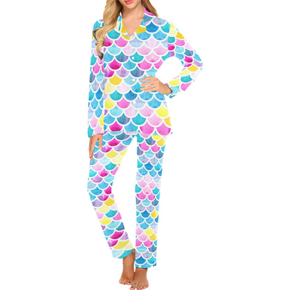 Scales Print Design LKS402 Women's Long Pajama Set