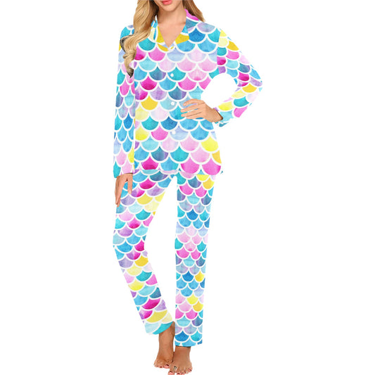 Scales Print Design LKS402 Women's Long Pajama Set
