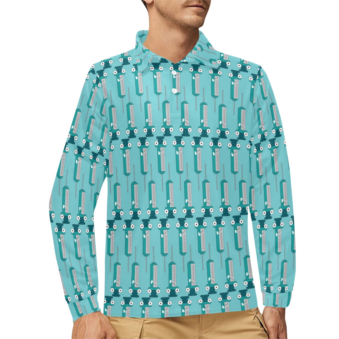 Phlebotomist Concept Design Long Sleeve Polo Shirt For Men's