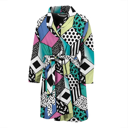90s Pattern Print Design 3 Men Bathrobe-JORJUNE.COM