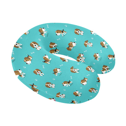 Beagle Pattern Print Design 05 U-Shaped Travel Neck Pillow