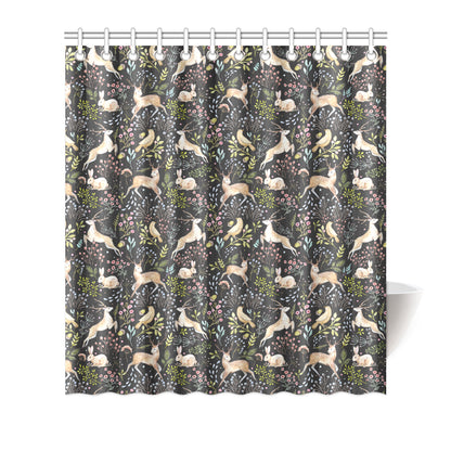 Deer Floral Jungle Shower Curtain