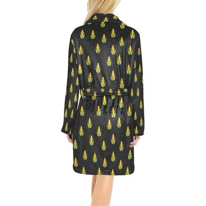 Corn Pattern Print Design 04 Women's Fleece Robe